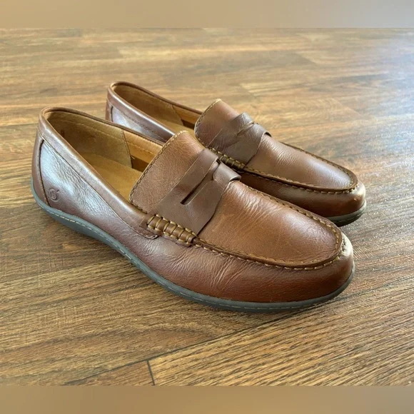 Born Mens Size 11 Simon II Tan Full Grain Leather Penny Loafers Drivers Shoes - Picture 7 of 16